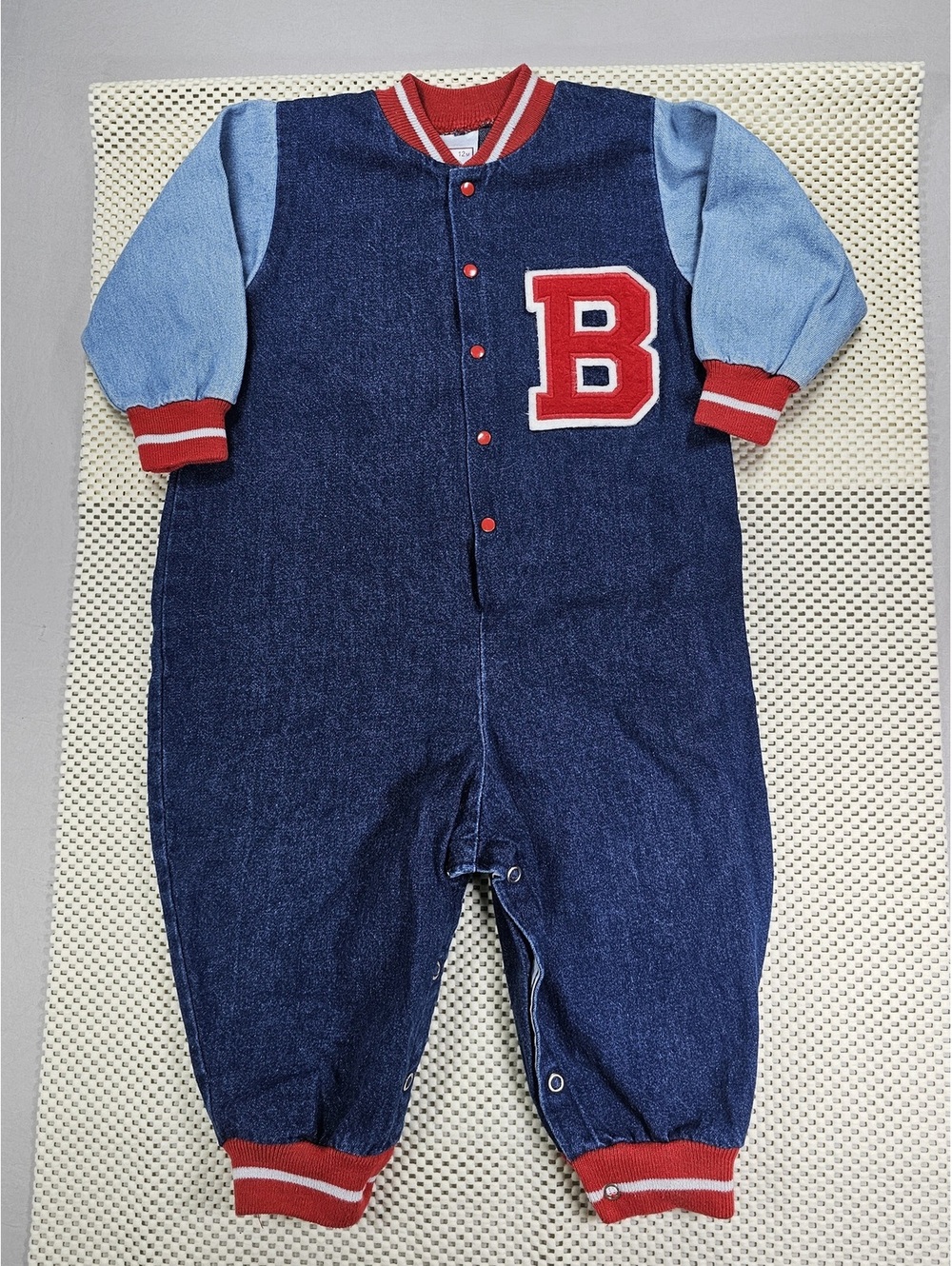 Buster Brown Baby Varsity Style Romper. Size 12 months. Americana. Patriotic.